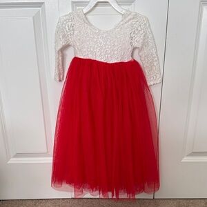 Red and White Lace Dress